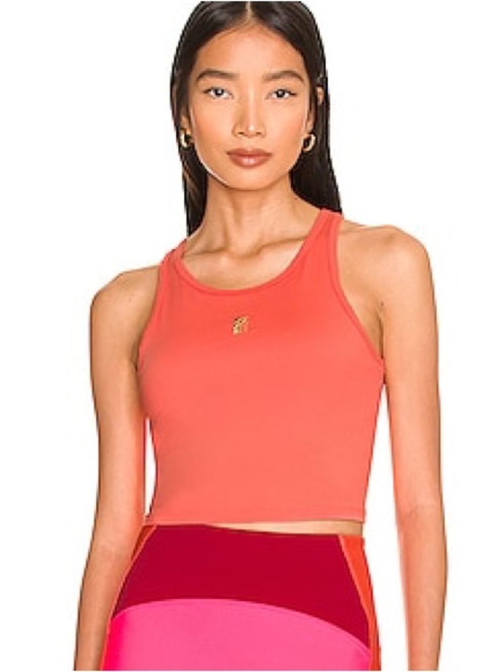 P.E. NATION All Around Tank Top Persimmon Coral Cropped Racerback Bra Workout XS